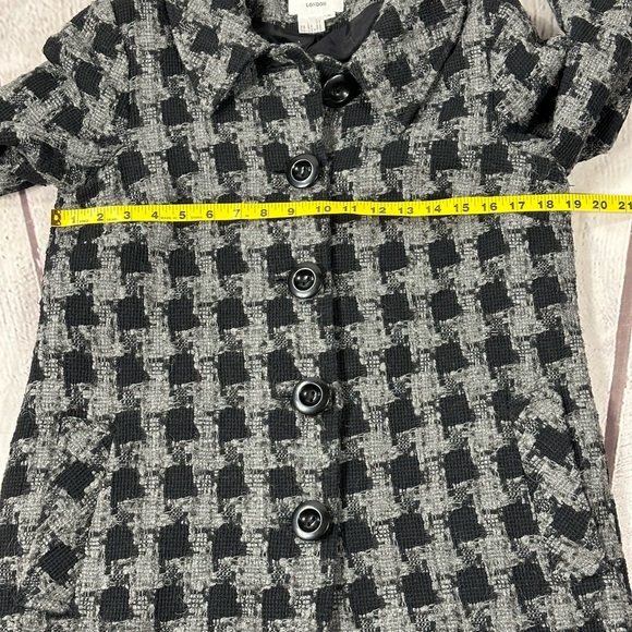 Charles Gray London Wool Blend Houndstooth Peacoat, Black And Grey, Size Small - Picture 7 of 8